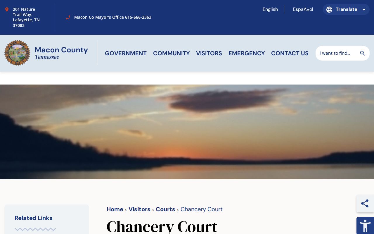 Macon County bench warrant routing, Chancery Court office information